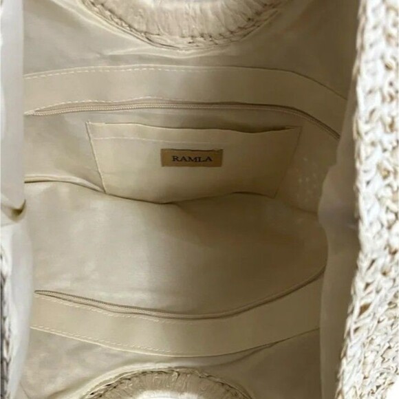 RAMLA Designer Raffia Woven Half Moon Handbag Straw Resort Beach Bag NEW - Picture 6 of 7